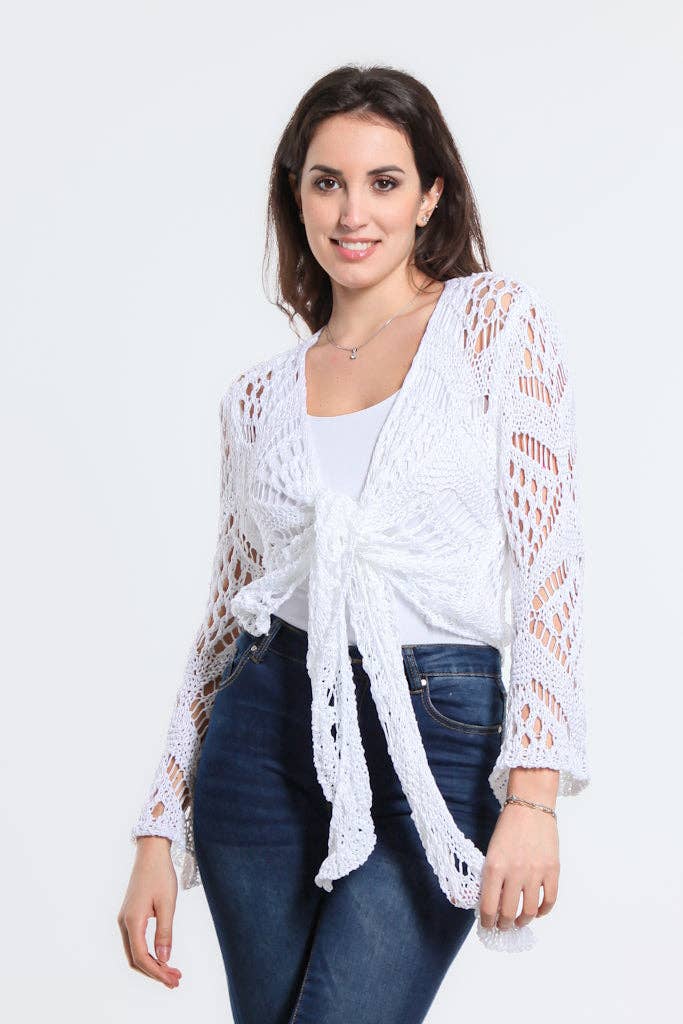 TINA Stephens Italy/Tees By Tina - Vente Cardigan – femme - Boléro Kandra en tricot ouvert à nouer sur le devant (CLS303)5