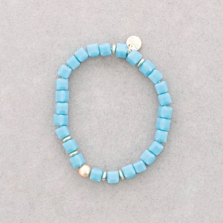 Pulsera Elastica Cristales Cuadrados Facetados Bola Metal para venta al por mayor de Sonata