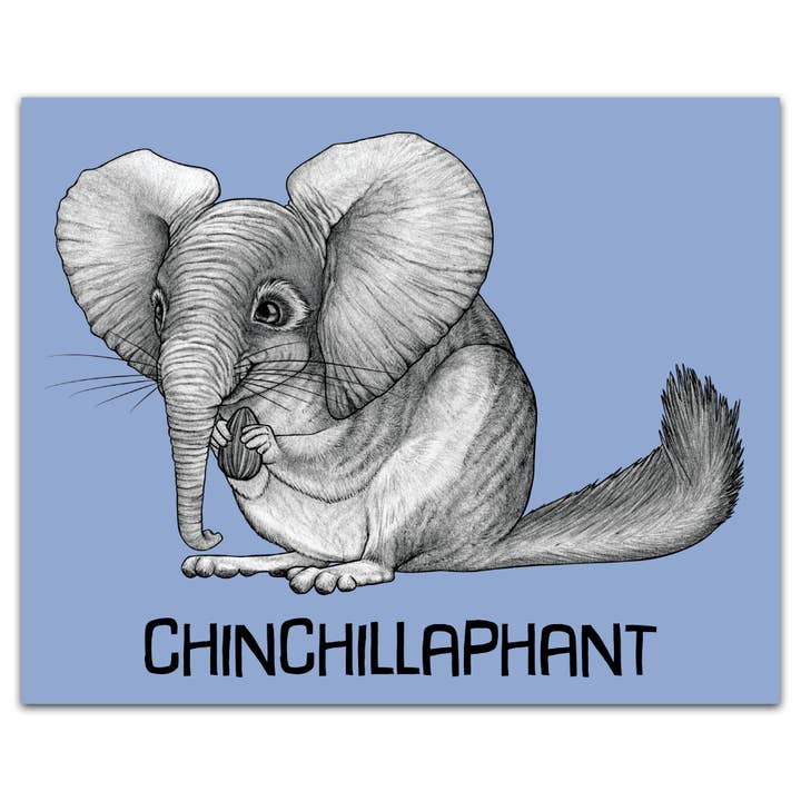 Chinchillaphant Impression d'art 8 x 25,4 cm pour la vente par Whatif Creations