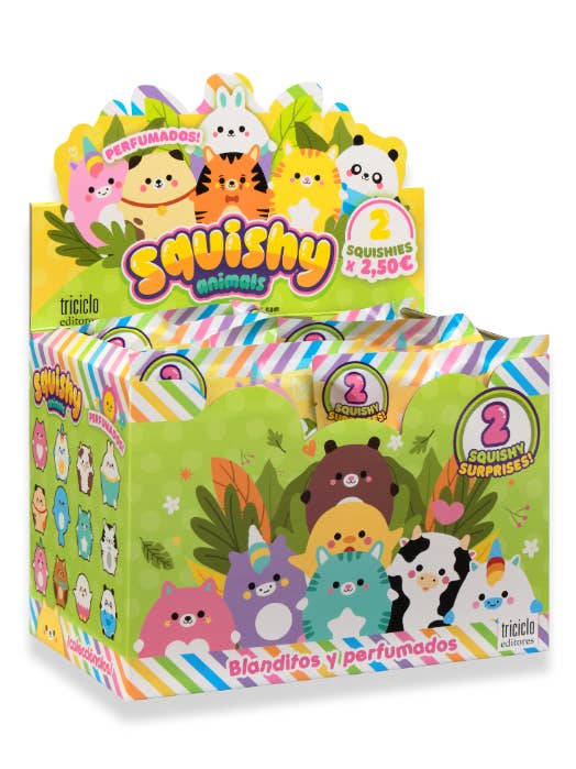 Squishy Animals - display of 8 bags for wholesale by Triciclo Editores