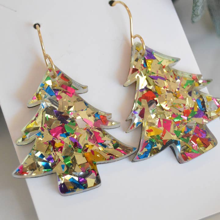 The Adorned Fox - Wholesale Dangle Earrings - Christmas Tree Confetti Earrings1