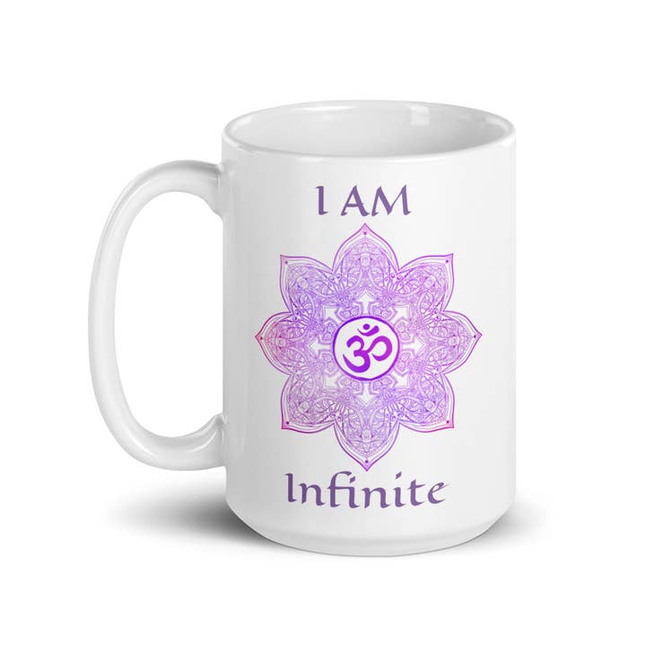 I AM Infinite ~ Crown Chakra Mandala Coffee Mug 15 Oz. for wholesale by Goddess Swag™
