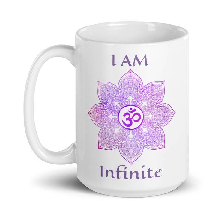 I AM Infinite ~ Crown Chakra Mandala Coffee Mug 15 Oz. for wholesale by Goddess Swag™