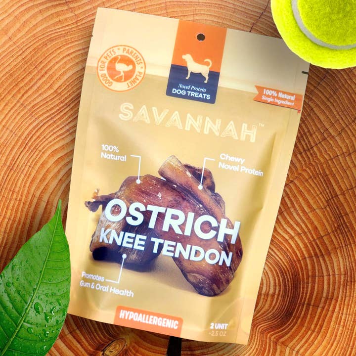 Savannah Pet Food - Wholesale Pet Treats - Dog - Ostrich Knee Tendon Singleingredient Novel Protein Dog Treat