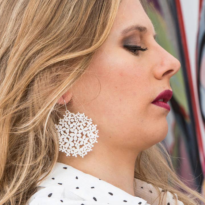 RAS - Wholesale Dangle Earrings - Hortensia Silver Plated Big Earring1