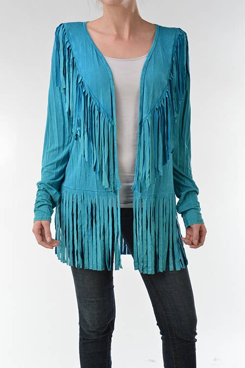 New T-PARTY FRINGE WESTERN Mineral Wash CARDIGAN JACKET S M L 