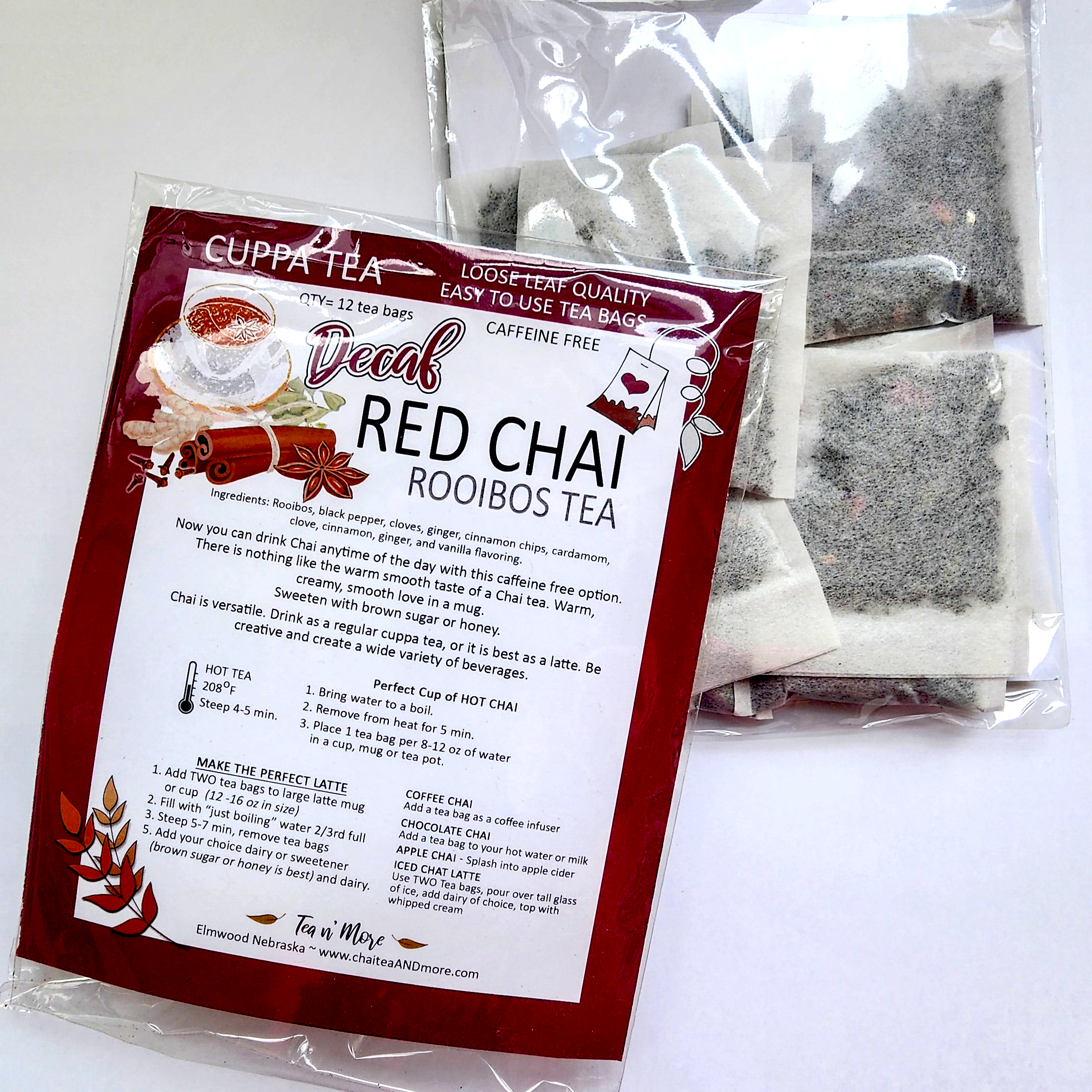 Tea n' More - Wholesale Tea Bags - Decaf Red Rooibos Chai -  CUPPA Tea Bags2
