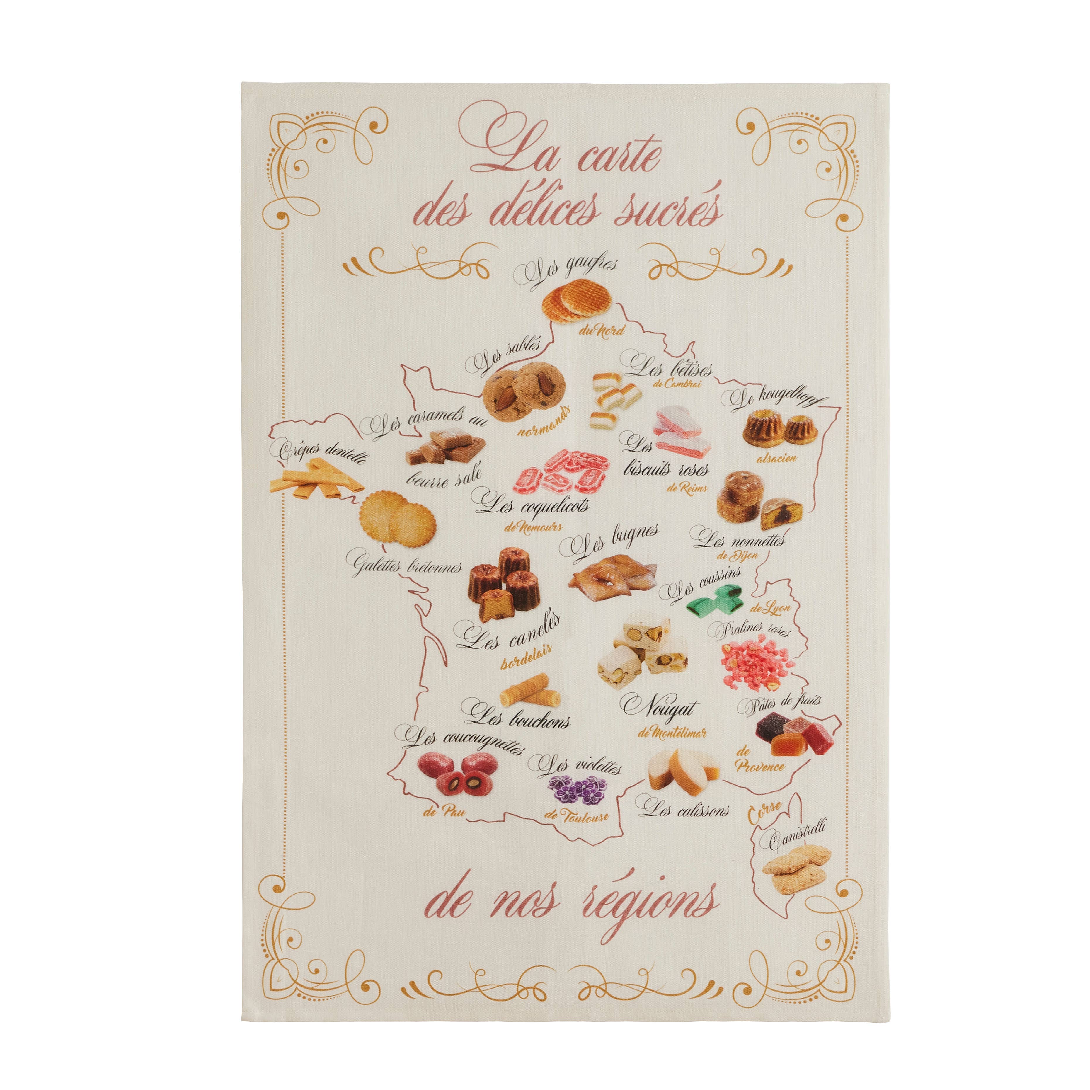 Coucke - Venta al por mayor Paños de cocina - Carta Gourmet - paño impreso 50x75 en mezcla de lino y algodón0