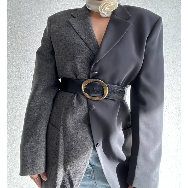 blazer de contraste upcycle por atacado de ERDLUXE