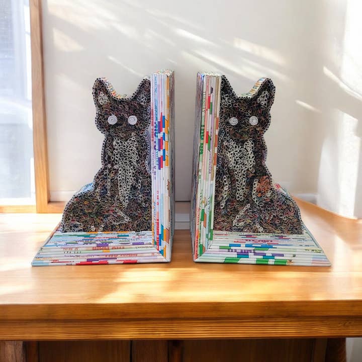 The Upcycled Paper Company – wholesale Bookend – Cat Bookends - Recycled Paper