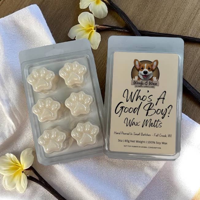 Who’s a Good Boy? Wax Melts - 3oz 100% Soy - Pet Safe for wholesale by Woofs & Wax