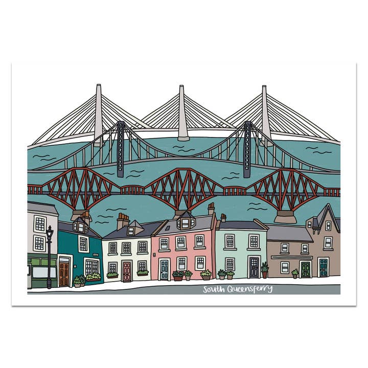 South Queensferry Three Bridges Print for wholesale by Victoria Rose Ball