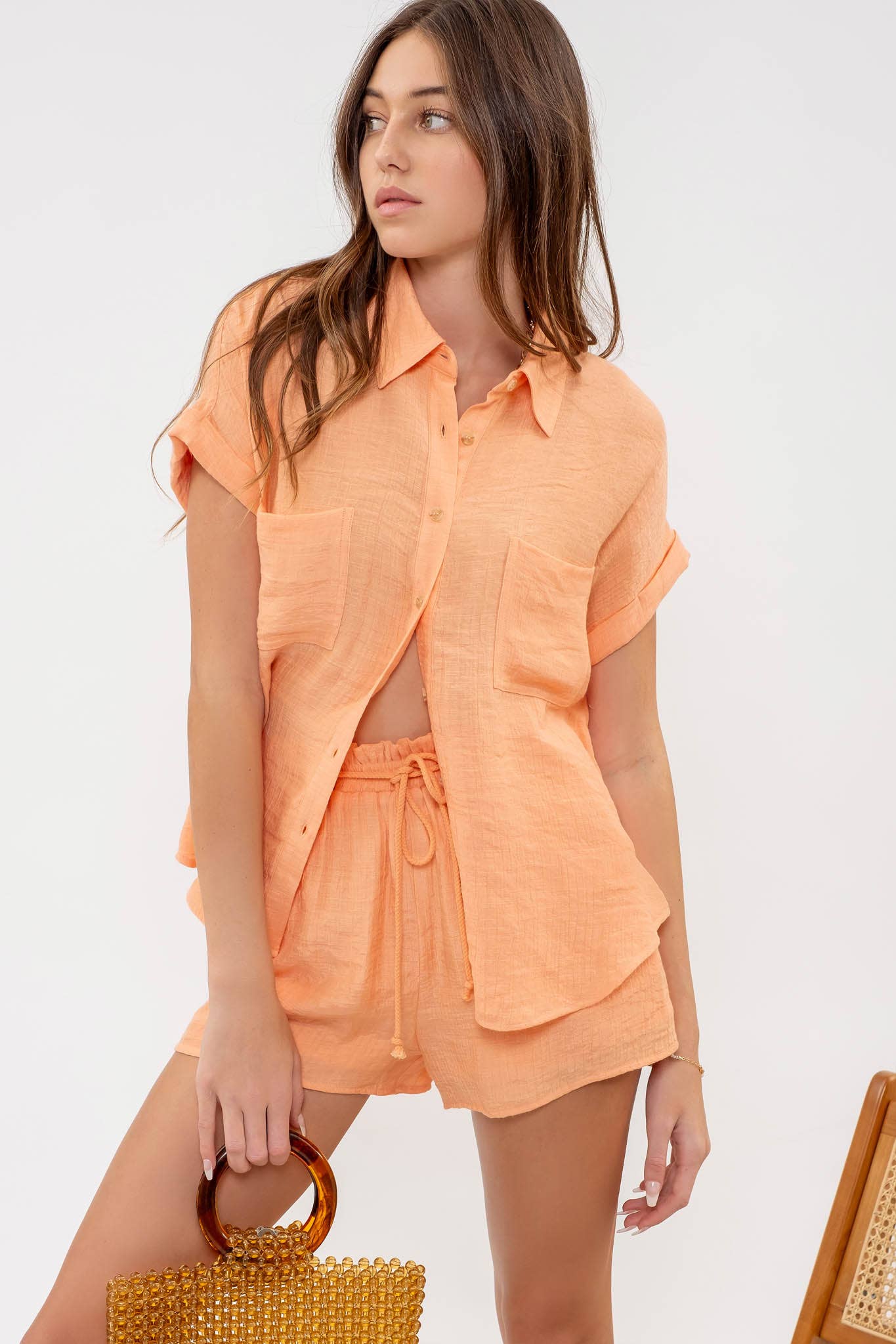 Blu Pepper – wholesale Shorts – Dam – SKRYNKLIGA VOLANGBYXOR MED DRAGKEDJA22