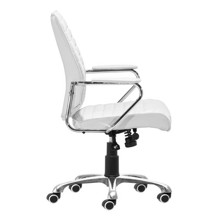 HomeRoots – wholesale Chair – White and Silver Adjustable Height Swivel Rolling Office Chair3