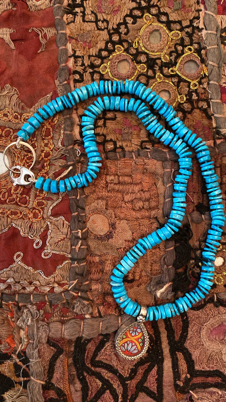 Jen Stock Mindful Designs - Wholesale Pendant/Charm Necklace - Block Print Beaded Necklaces10