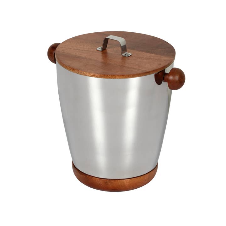 India Handicrafts Inc - Wholesale Ice Bucket - Polished Alum.&Wood Ice Bucket