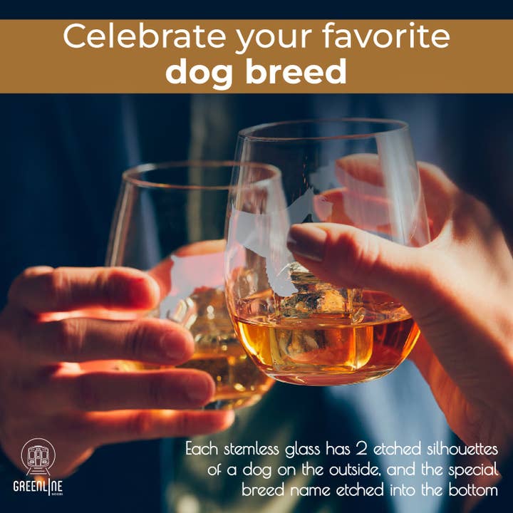 Greenline Goods - Wholesale Wine Glass - Schnauzer Etched Stemless Wine Glasses1