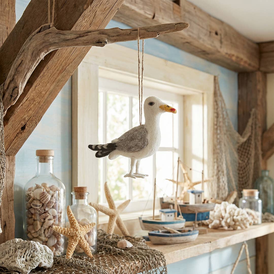 Felt So Good – wholesale Ornament – Handmade Needle Felt Hanging Seagull Decoration