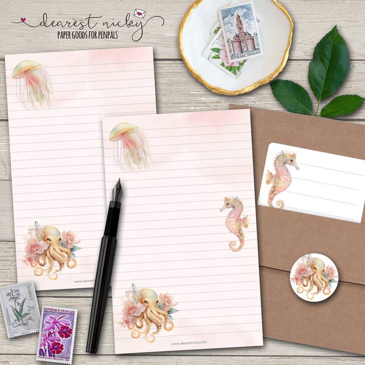 Briefschrijfset met zeedieren voor wholesale door Dearest Nicky / Mouse & Wren