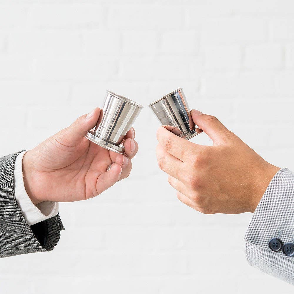 Weddingstar Inc. - Vente Verre à shooter - Verre à shot pliable en acier inoxydable argenté3