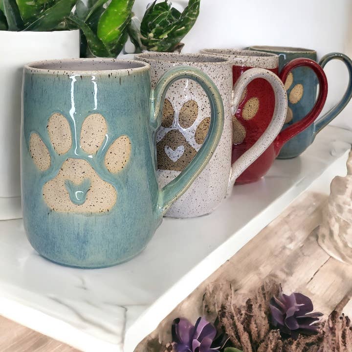 Stoney Ridge Pottery - Wholesale Coffee Mug - Heart Paw Print Mug
