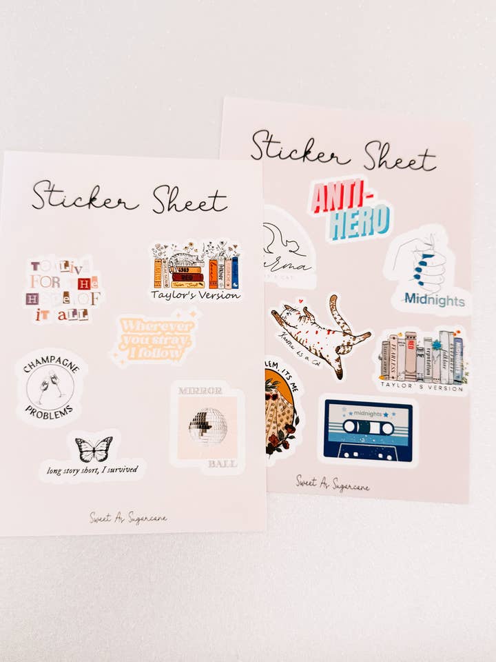 Mini feuille d'autocollants Swiftie pour la vente par Sweet As Sugarcane
