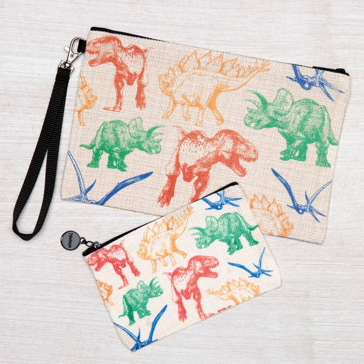 Dinosaur Zipper Pouch | Two Sizes | Hand Washable for wholesale by Counter Couture