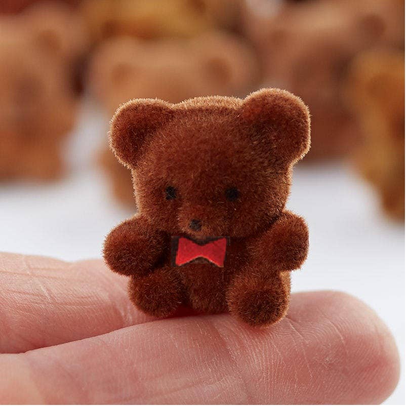 Factory Direct Craft – wholesale Decorative tabletop object – 1" Miniature Brown Flocked Teddy Bears (Bag of 3)2