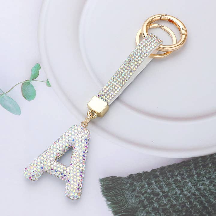 Wona Trading, Inc. - Wholesale Keychain - Women's - Bling Studded Monogram Initial Keychain