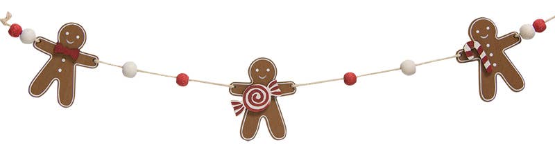The Hearthside Collection - Wholesale Bunting/Garland - Wooden Gingerbread & Beads Garland0