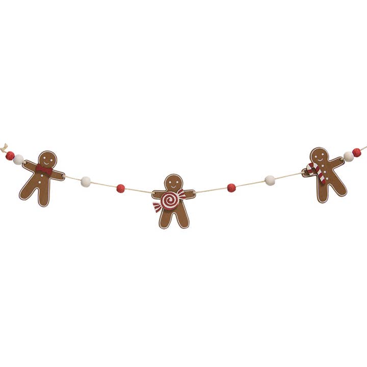 The Hearthside Collection - Wholesale Bunting/Garland - Wooden Gingerbread & Beads Garland