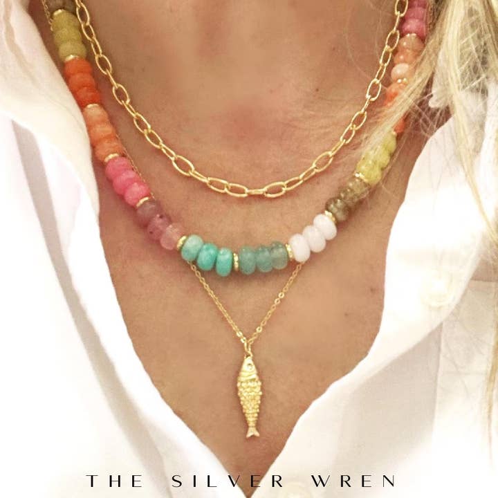 The Silver Wren - Wholesale Pendant/Charm Necklace - Gold Fish Pendant Necklace