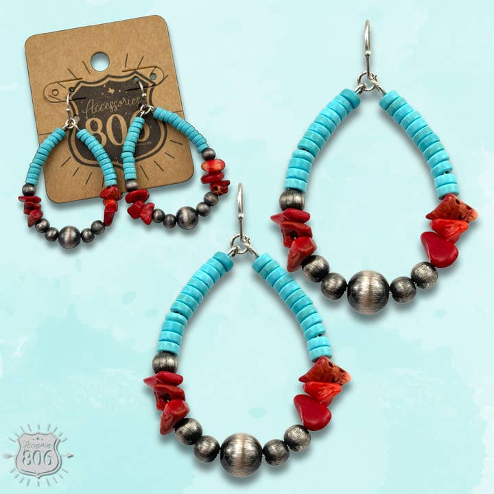 Stone chip teardrop earring for wholesale by Pink Panache Brands