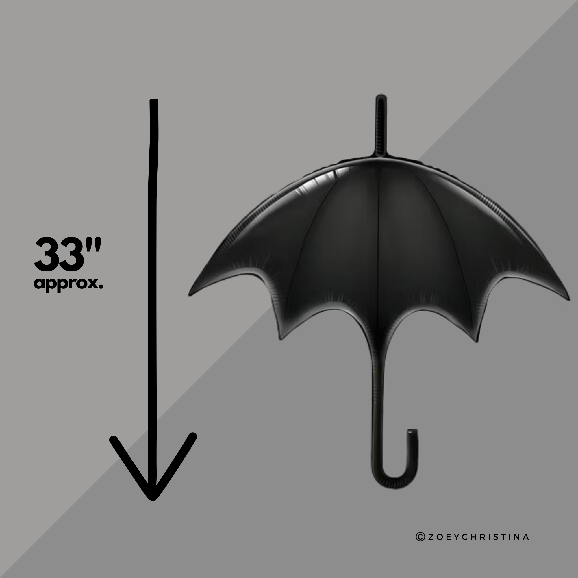 Zoey Christina - Wholesale Balloon - Gothic Black Umbrella Foil Balloon – 33" Party Decor1