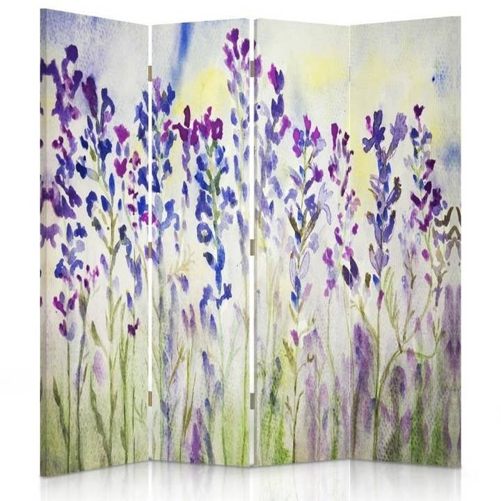 Room Divider, Painted Flowers on a White Background 4-Part for wholesale by Motivartdesign