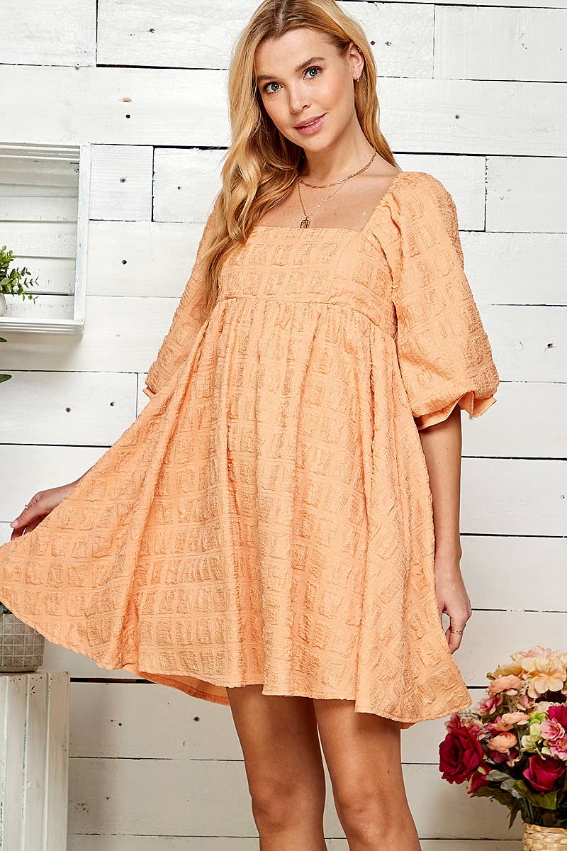 Sweet Lemon – wholesale Dress – Women's – EMBOSSED SQUARE NECK BABYDOLL DRESS8