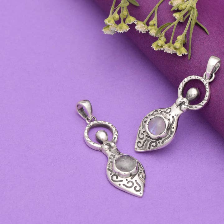 Star Joya - Wholesale Individual Charm/Pendant - Fertility Goddess Moonstone Pendant Necklace4