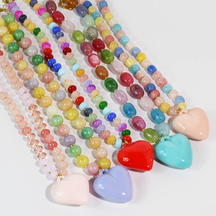 Happy colorful heart Necklace for wholesale by Treasure Jewels Inc.