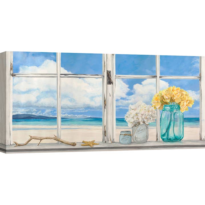 Canvas painting with window: Remy Dellal, Ocean View for wholesale by Selected Artworks Italia