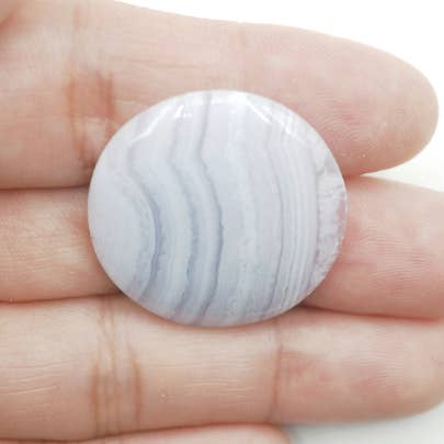 GTG Gems Corp - Wholesale Spiritual stone/crystal - Blue Lace Agate Round Cabs 26mm Approximately 24.60Carat2