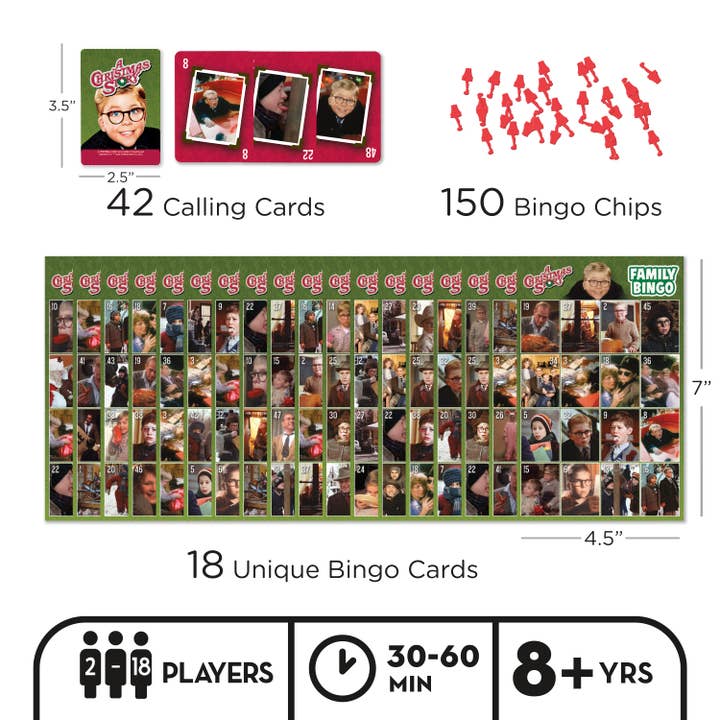 AQUARIUS, GAMAGO, ICUP, & ROCK SAWS by NMR Brands - Wholesale Board Game - A Christmas Story Family Bingo Game