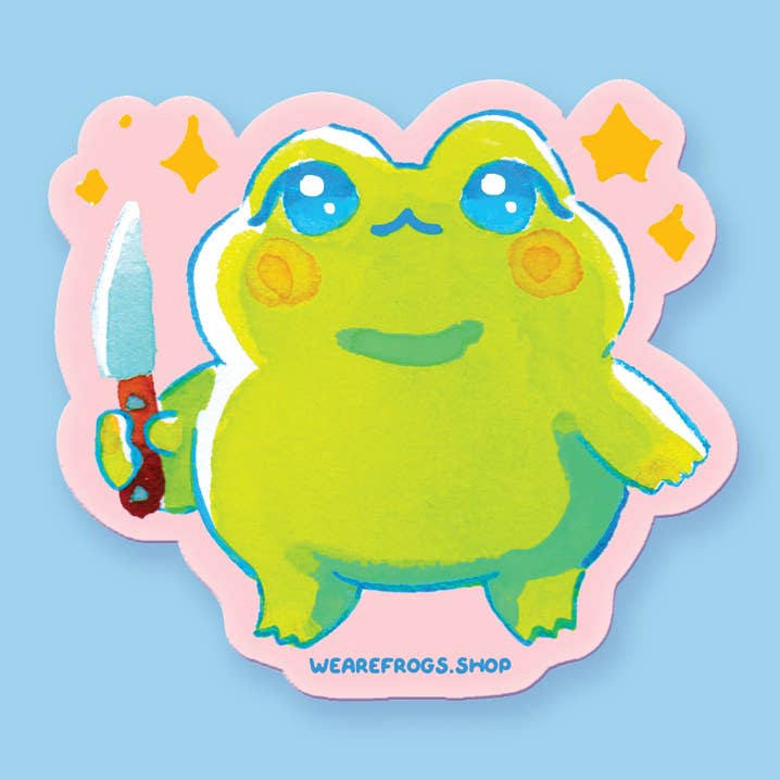 Knife Frog Sticker for wholesale by We Are Frogs