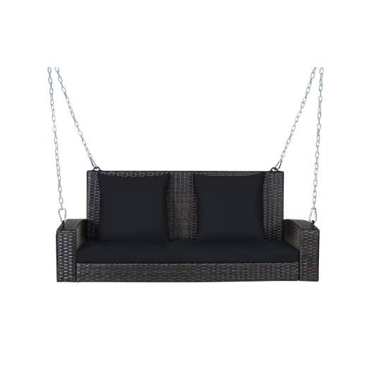 Home by Howard – wholesale Gunga - Barn och baby – 2-personers uteplats rotting veranda gunga med kuddar-svart
