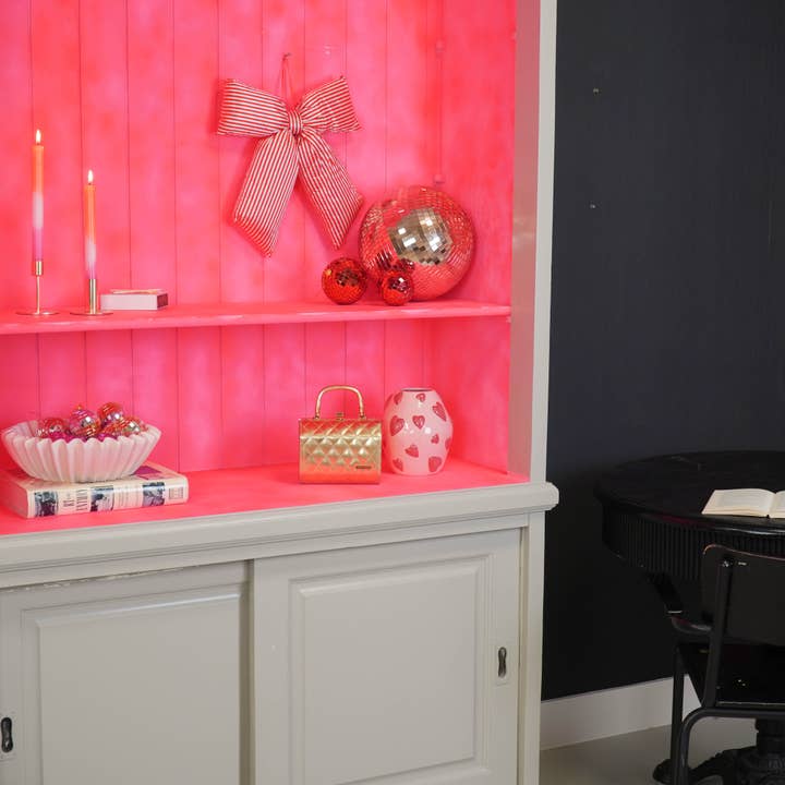 Housevitamin bv - Wholesale Christmas Decoration - Christmas Decoration - Striped Bow - Red/White - Polyester - 32x40cm1