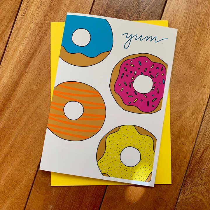 Stone Donut Design, LLC - Wholesale Gewone wenskaart - Jammie. Donuts! Schattige notitiekaart van StoneDonut Design
