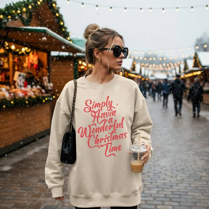 Hey Jude Graphic Tees - Wholesale Graphic Sweatshirt - Women's - Simply Havin’ a Wonderful Christmas Time Crewneck | Holiday 0