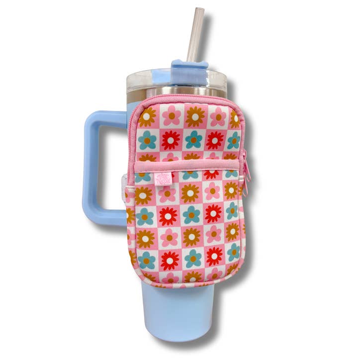 Water Bottle Backpack - Checkered Floral *new & improved* for wholesale by Elle Nicole