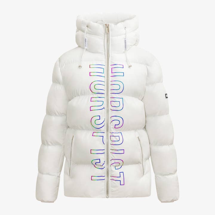 Fusion Iridescent White Down Jacket for wholesale by Horspist Paris