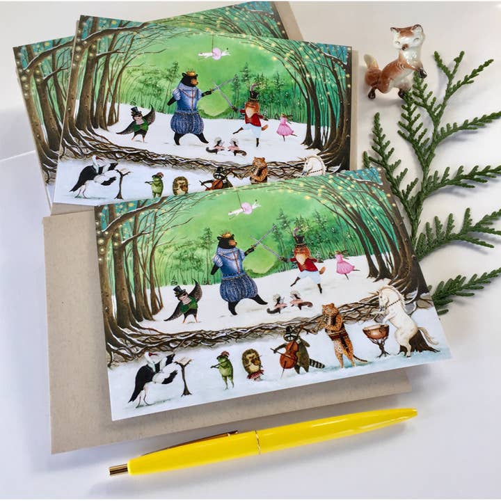 Jahna Vashti - Wholesale Season's Greetings Card - "The Waltz of Winter" Boxed Holiday Christmas Cards / Sets of 6 or 12