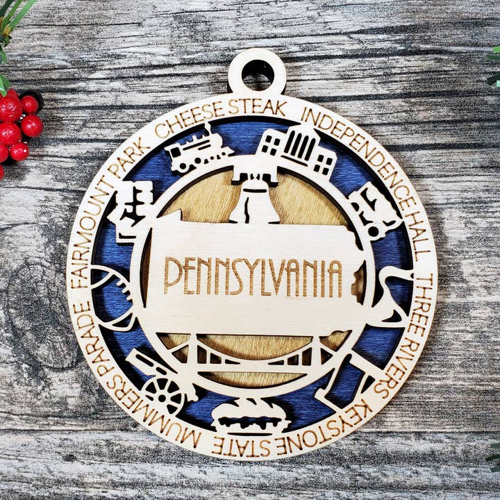 Pennsylvania State Ornament for wholesale by Fuzzy Unicorn Designs